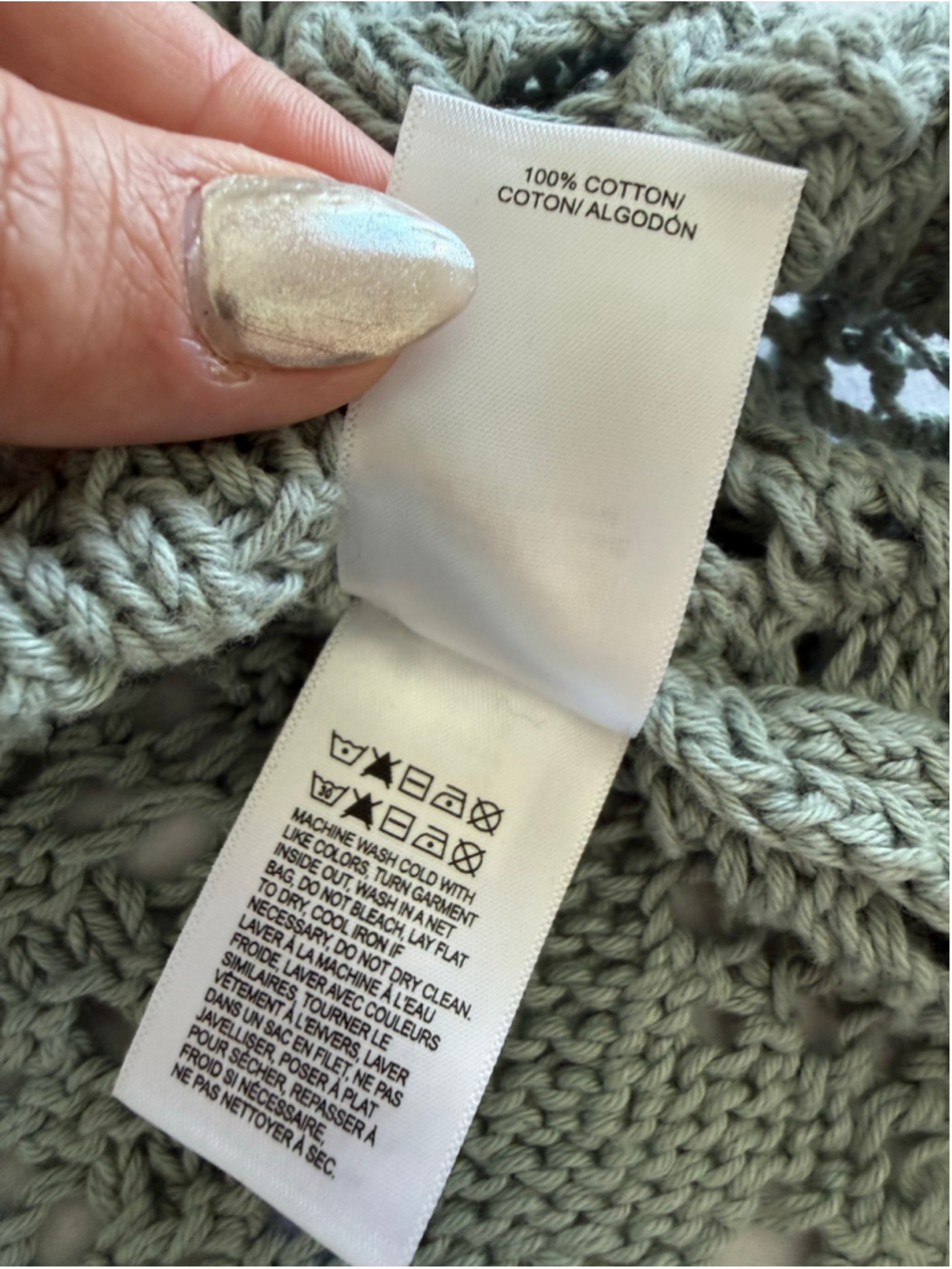 Women's Lucky Brand Green Crochet Knit Crew Neck Sweater Size L - Picture 8 of 10